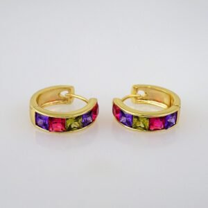 Women Earrings/ Aretes Dama/  Zircon Stone/  14k Real Color// E550