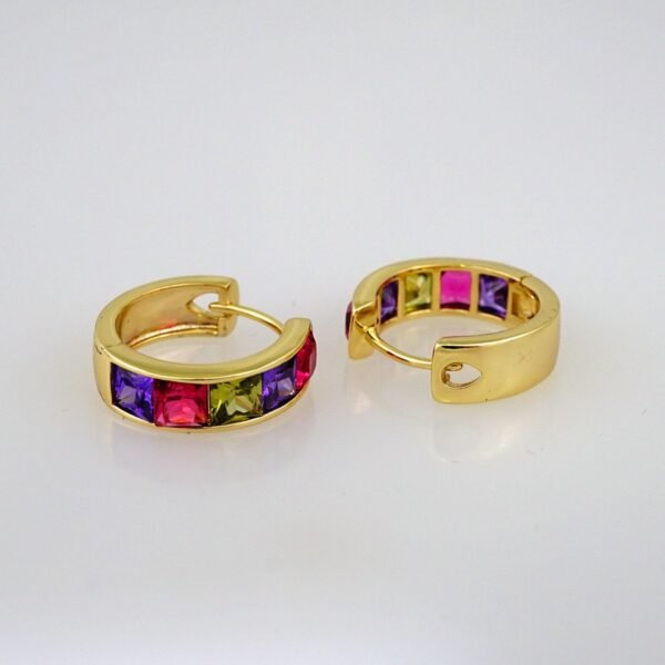 Women Earrings/ Aretes Dama/  Zircon Stone/  14k Real Color// E550 - Image 2