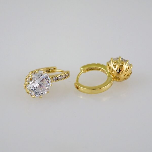 Women Earrings/ Aretes Dama/  Zircon Stone/  14k Real Color// E561 - Image 2
