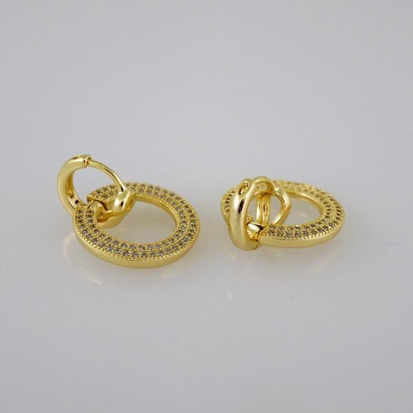 Women Earrings/ Aretes Dama/  Zircon Stone/  14k Real Color// E562 - Image 2