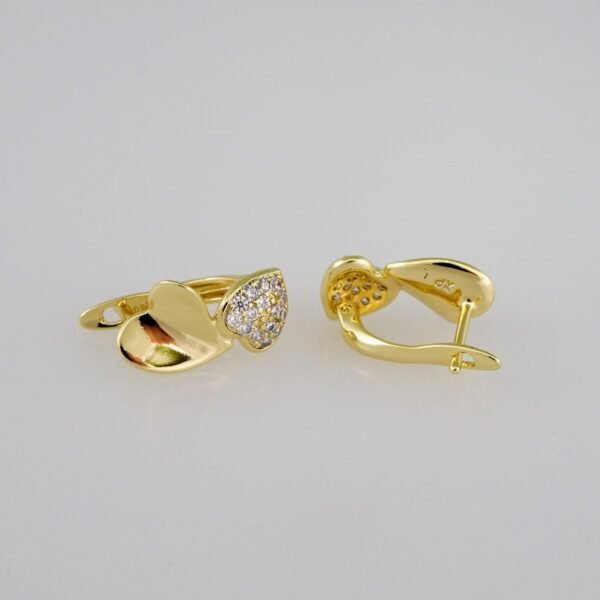 Women Earrings/ Aretes Dama/  Zircon Stone/  14k Real Color// E573 - Image 2