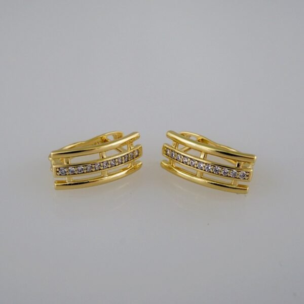 Women Earrings/ Aretes Dama/  Zircon Stone/  14k Real Color// E580