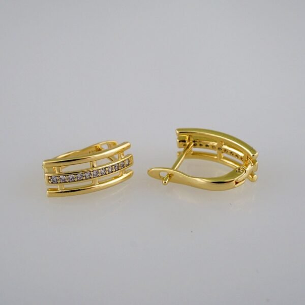Women Earrings/ Aretes Dama/  Zircon Stone/  14k Real Color// E580 - Image 2
