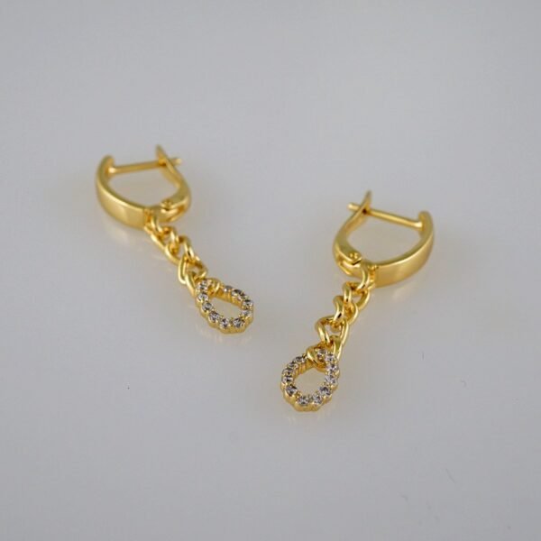 Women Earrings/ Aretes Dama/  Zircon Stone/  14k Real Color// E584