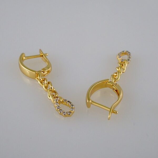 Women Earrings/ Aretes Dama/  Zircon Stone/  14k Real Color// E584 - Image 2