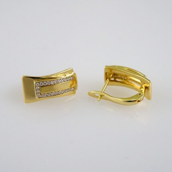 Women Earrings/ Aretes Dama/  Zircon Stone/  14k Real Color// E595 - Image 2