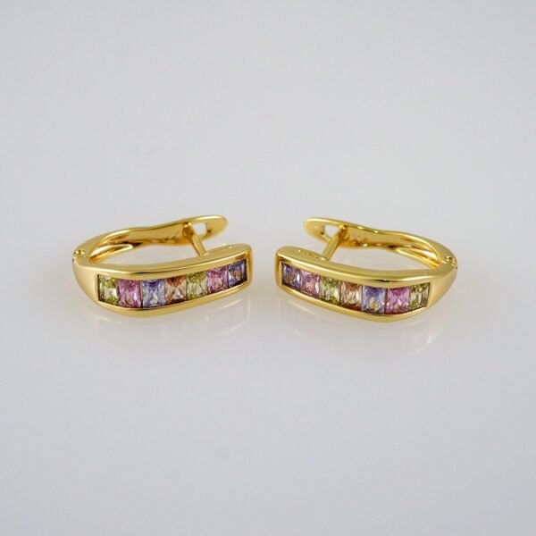 Women Earrings/ Aretes Dama/  Zircon Stone/  14k Real Color// E596