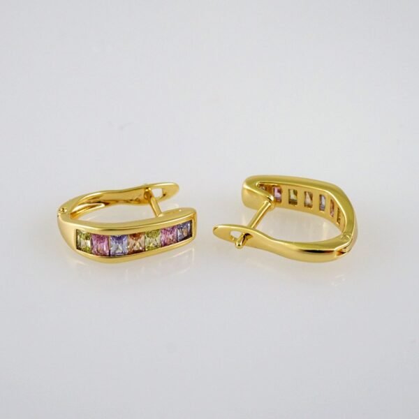 Women Earrings/ Aretes Dama/  Zircon Stone/  14k Real Color// E596 - Image 2