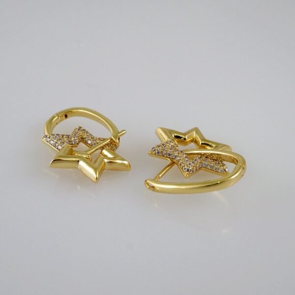 Women Earrings/ Aretes Dama/  Zircon Stone/  14k Real Color// E599 - Image 2
