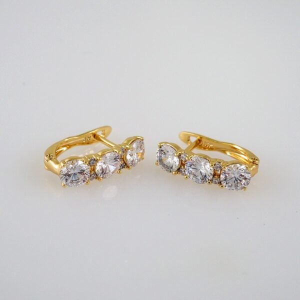 Women Earrings/ Aretes Dama/  Zircon Stone/  14k Real Color// E602