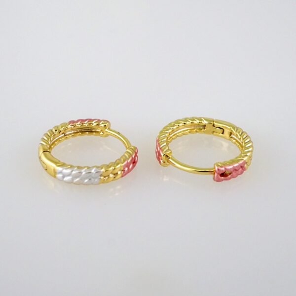 Women Earrings/ Aretes Dama/  Plain/  ThreeTone// E623 - Image 2