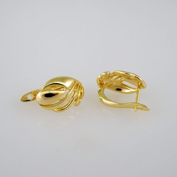 Women Earrings/ Aretes Dama/  Plain/  14k Real Color// E629 - Image 2