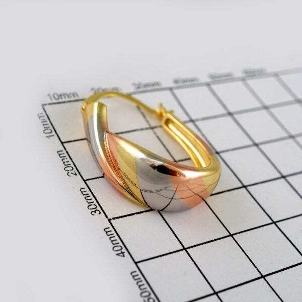 Women Earrings/ Aretes Dama/ Plain/  Three Tone// E635 - Image 3