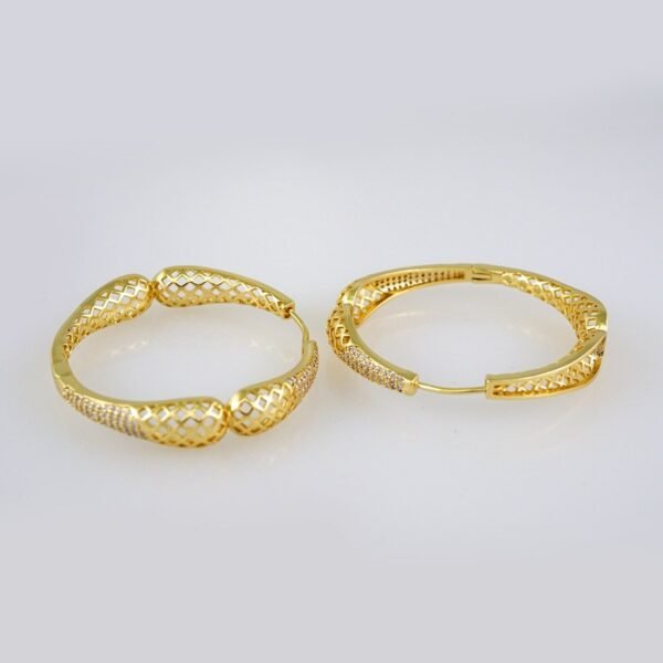 Women Earrings/ Aretes Dama/  Plain/  14k Real Color// E637 - Image 2