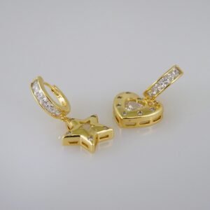 Women Earrings/ Aretes Dama/Zircon Stone/14k Real Color// E648