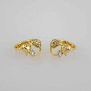 Women Earrings/ Aretes Dama/Zircon Stone/14k Real Color// E655