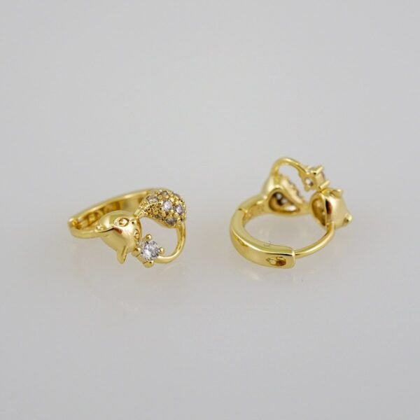 Women Earrings/ Aretes Dama/Zircon Stone/14k Real Color// E655 - Image 2