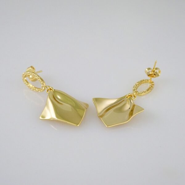 Women Earrings/ Aretes Dama/  Plain/  14k Real Color// E567 - Image 2