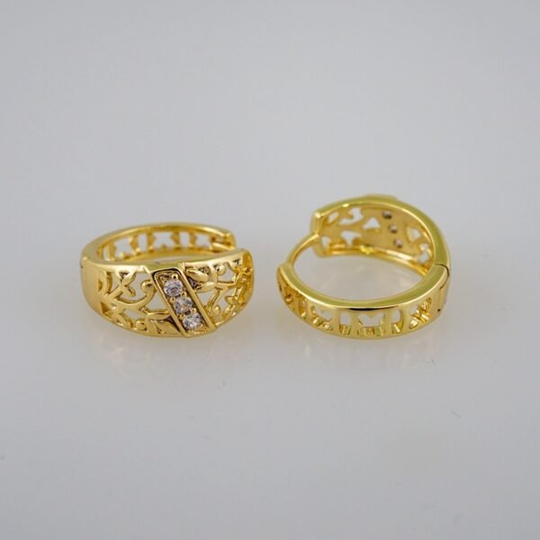 Women Earrings/ Aretes Dama/  Zircon Stone/  14k Real Color// E671 - Image 2