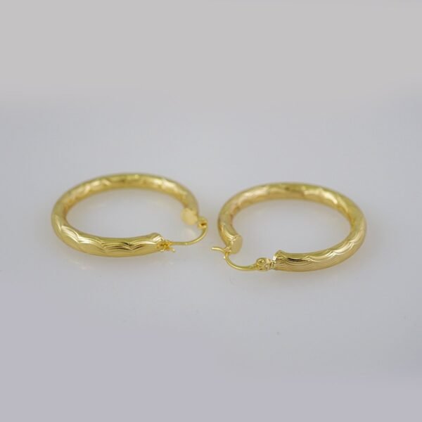 Women Earrings/ Aretes Dama/  Plain/  14k Real Color// E684 - Image 2