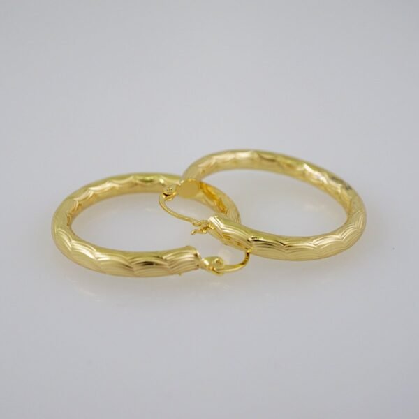 Women Earrings/ Aretes Dama/  Plain/  14k Real Color// E685 - Image 2