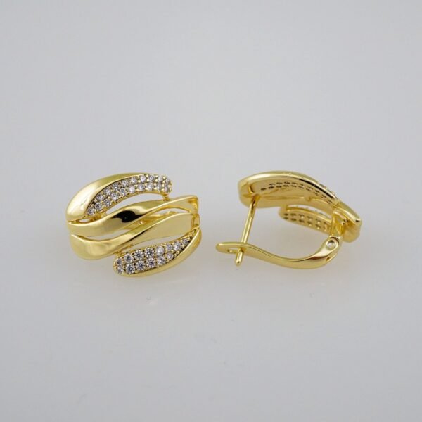 Women Earrings/ Aretes Dama/  Zircon Stone/  14k Real Color// E700 - Image 2
