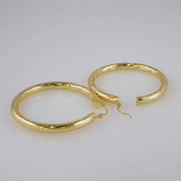 Women Earrings/ Aretes Dama/  Plain/  14k Real Color// E723 - Image 2