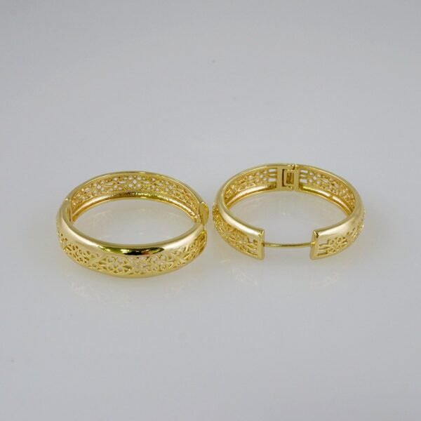 Women Earrings/ Aretes Dama/  Plain/  14k Real Color// E725 - Image 2