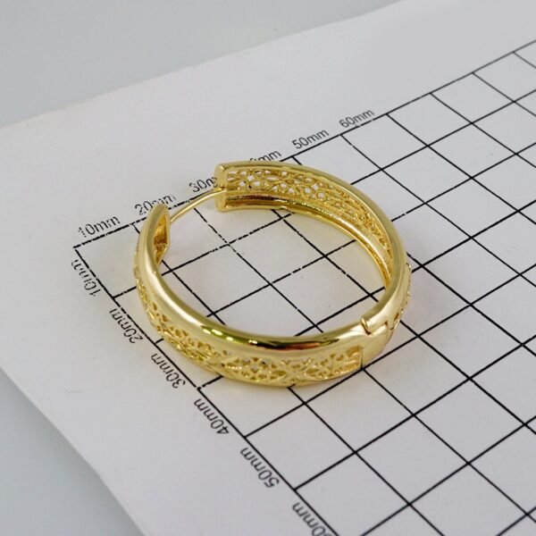 Women Earrings/ Aretes Dama/  Plain/  14k Real Color// E725 - Image 3