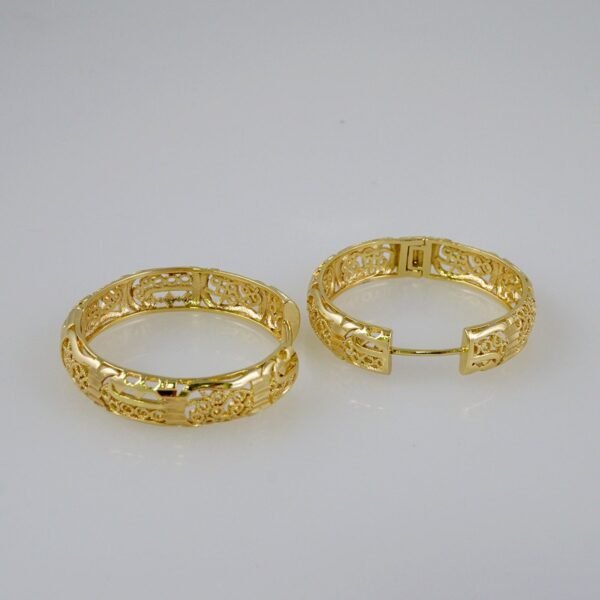 Women Earrings/ Aretes Dama/  Plain/  14k Real Color// E729 - Image 2