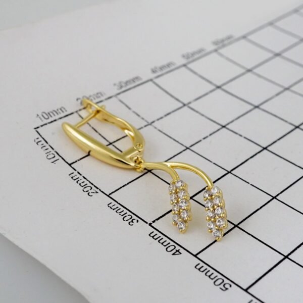 Women Earrings/ Aretes Dama/  Zircon Stone/  14k Real Color// E740 - Image 3