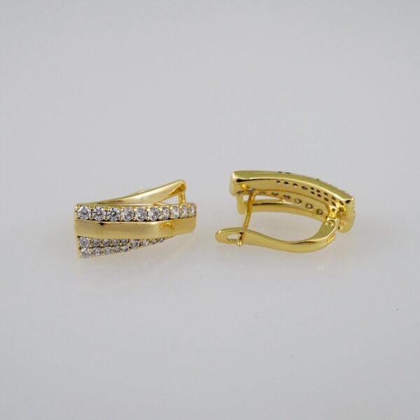 Women Earrings/ Aretes Dama/  Zircon Stone/  14k Real Color// E781 - Image 2