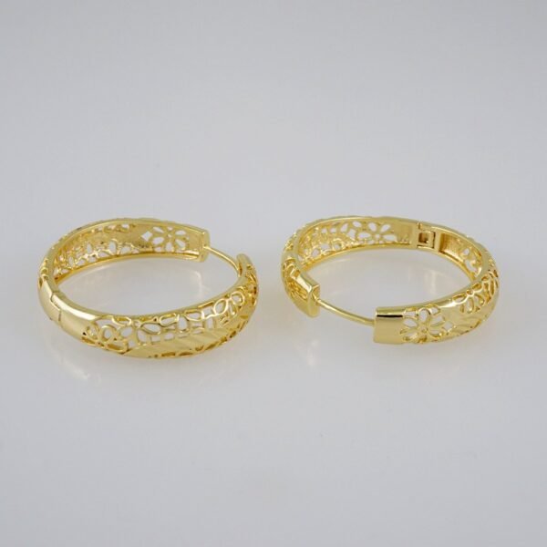 Women Earrings/ Aretes Dama/  Plain/  14k Real Color// E798 - Image 2