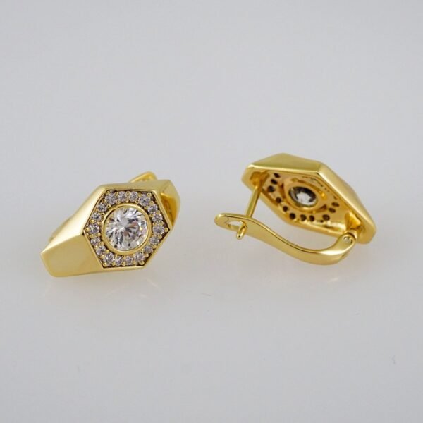 Women Earrings/ Aretes Dama/  Zircon Stone/  14k Real Color// E812 - Image 2
