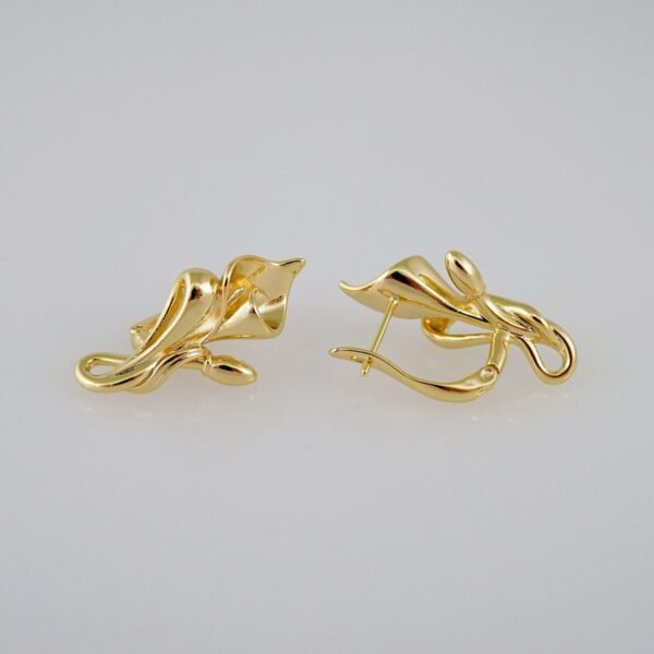 Women Earrings/ Aretes Dama/  Plain/  14k Real Color// E813 - Image 2