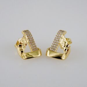 Women Earrings/ Aretes Dama/  Zircon Stone/  14k Real Color// E815