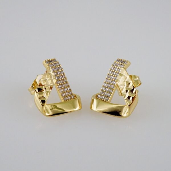 Women Earrings/ Aretes Dama/  Zircon Stone/  14k Real Color// E815