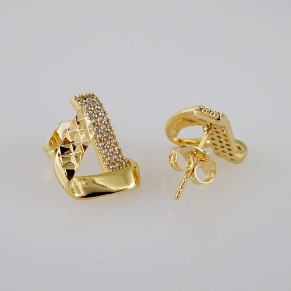 Women Earrings/ Aretes Dama/  Zircon Stone/  14k Real Color// E815 - Image 2