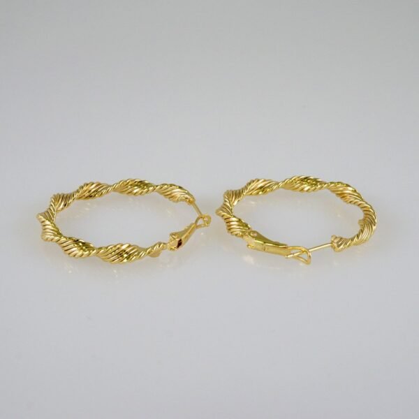 Women Earrings/ Aretes Dama/  Plain/  14k Real Color// E932 - Image 2