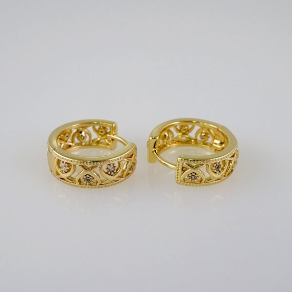 Women Earrings/ Aretes Dama/  Zircon Stone/  14k Real Color// E933 - Image 2
