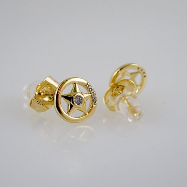 Women Earrings/ Aretes Dama/  Zircon Stone/  14k Real Color// E828 - Image 2