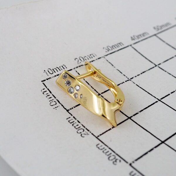 Women Earrings/ Aretes Dama/  Zircon Stone/  14k Real Color// E955 - Image 3