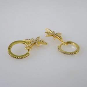 Women Earrings/ Aretes Dama/  Zircon Stone/  14k Real Color// E956