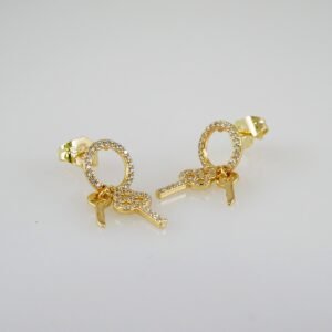 Women Earrings/ Aretes Dama/Zircon Stone/14k Real Color// E847