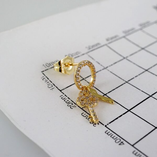 Women Earrings/ Aretes Dama/Zircon Stone/14k Real Color// E847 - Image 3