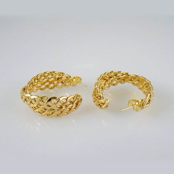 Women Earrings/ Aretes Dama/  Plain/  14k Real Color// E867 - Image 2