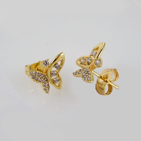 Women Earrings/ Aretes Dama/  Zircon Stone/  14k Real Color// E870 - Image 2