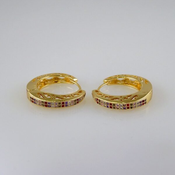 Women Earrings/ Aretes Dama/  Zircon Stone/  14k Real Color// E895