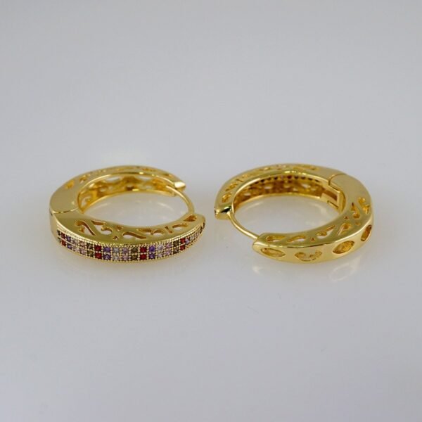 Women Earrings/ Aretes Dama/  Zircon Stone/  14k Real Color// E895 - Image 2