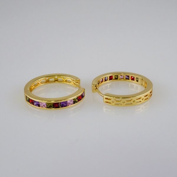 Women Earrings/ Aretes Dama/  Zircon Stone/  14k Real Color// E902 - Image 2
